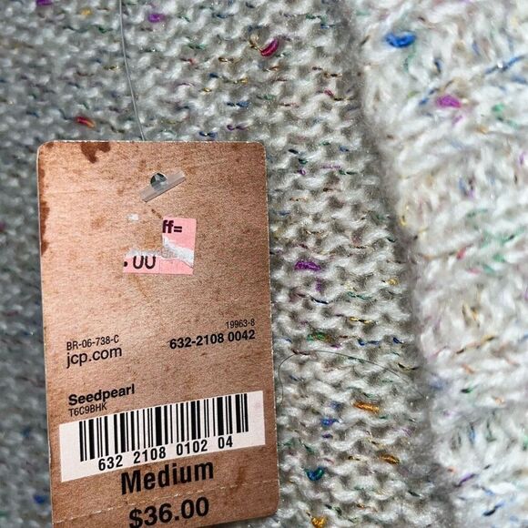 Arizona Women's Multicolor Open Front Short Sleeve Knit Cardigan Medium NWT - Picture 13 of 13